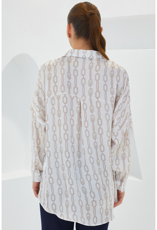 3985 Oversize Saten Gömlek