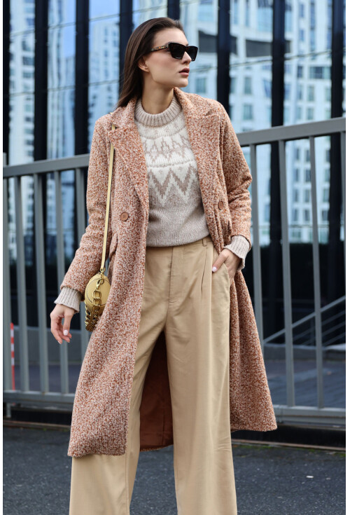 9127 Oversized Long Boucle Coat