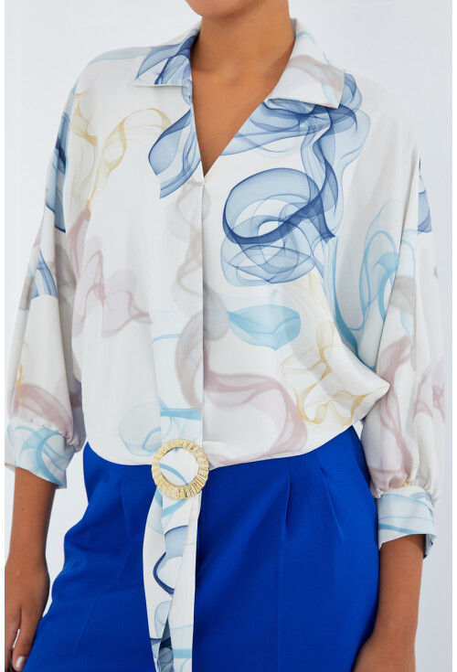 Womens Oversized Draped Crop Satin Shirt 906