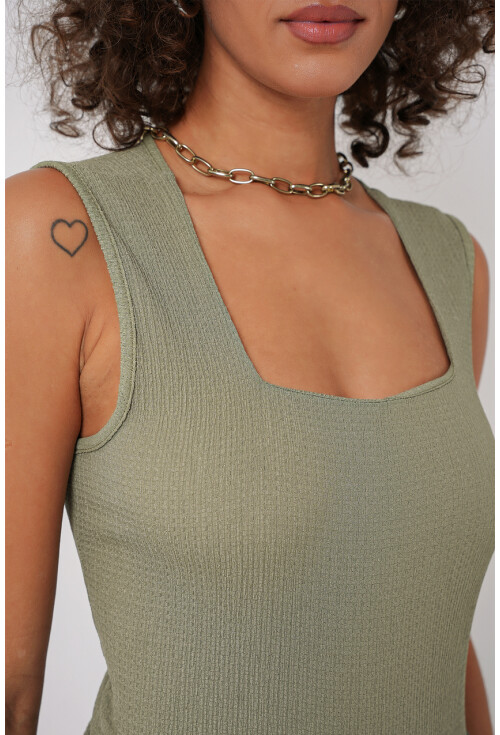 0476 Sıfır Kol Örme Bluz