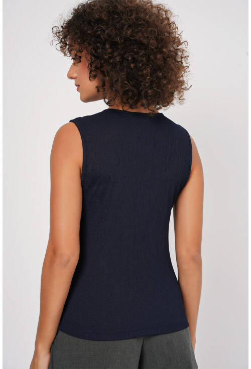 0476 Sıfır Kol Örme Bluz