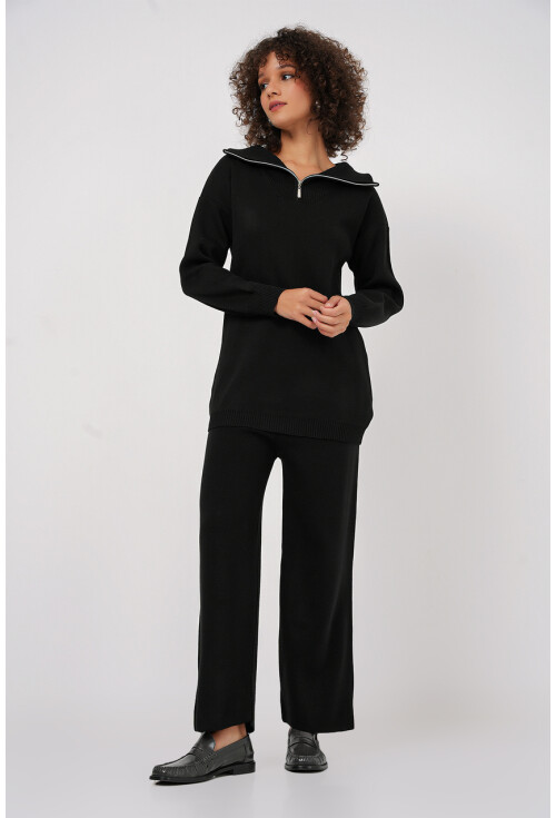 15901 Fermuarlı Kazak Pantolon Triko İkili Takım