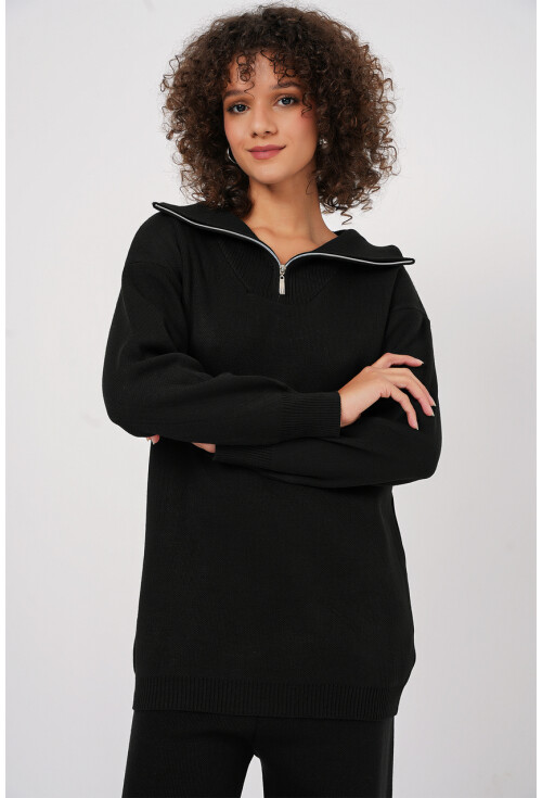 15901 Fermuarlı Kazak Pantolon Triko İkili Takım