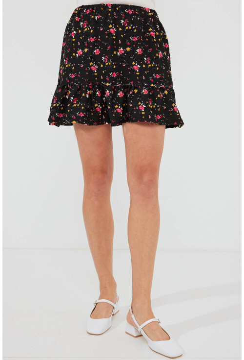 1884 Patterned Viscose Mini Skirt
