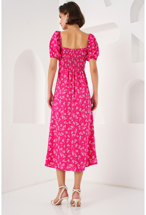 2387 Yırtmaç Detaylı Elbise