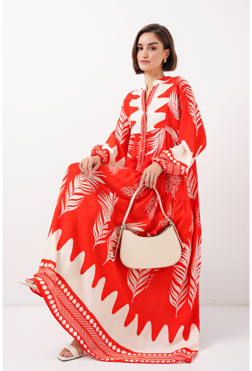 2423 Otantik Desenli Elbise