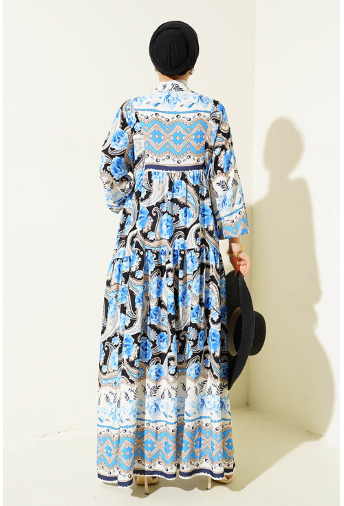 2423 Otantik Desenli Elbise