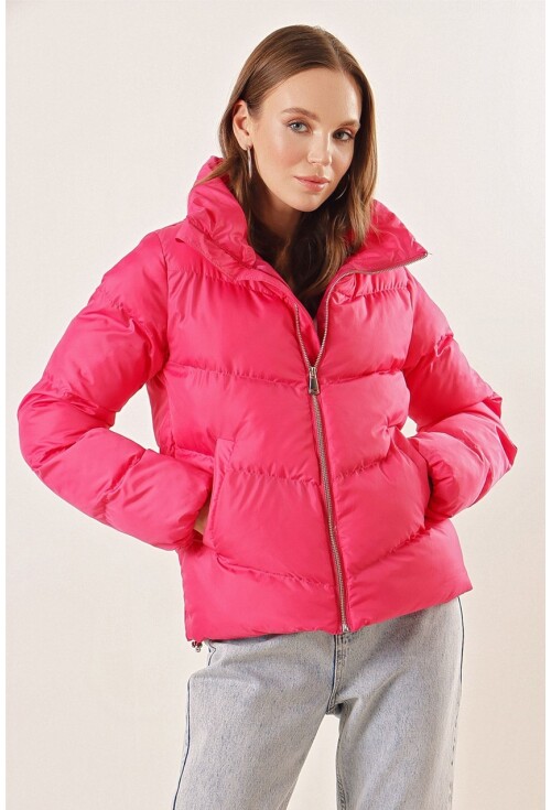 5205 Dik Yaka Fermuarlı Şişme Mont