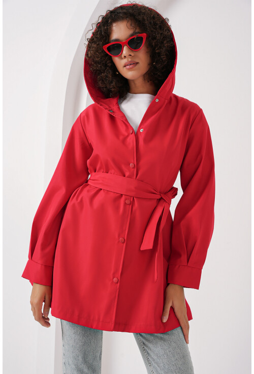 5934 Kapüşonlu Trençkot