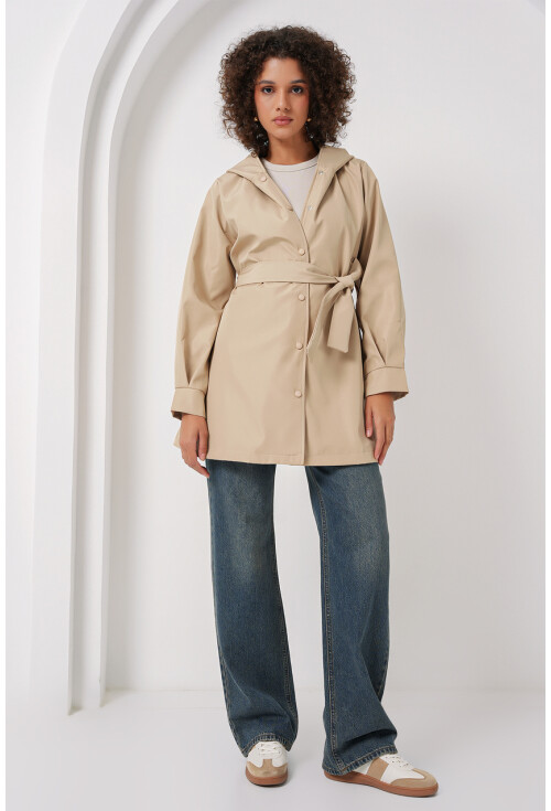 5934 Kapüşonlu Trençkot