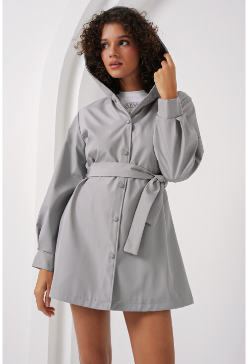 5934 Kapüşonlu Trençkot