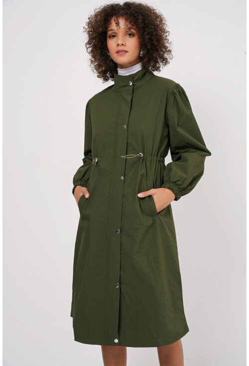 5939 Astarlı Uzun Trençkot