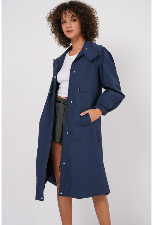 5939 Astarlı Uzun Trençkot