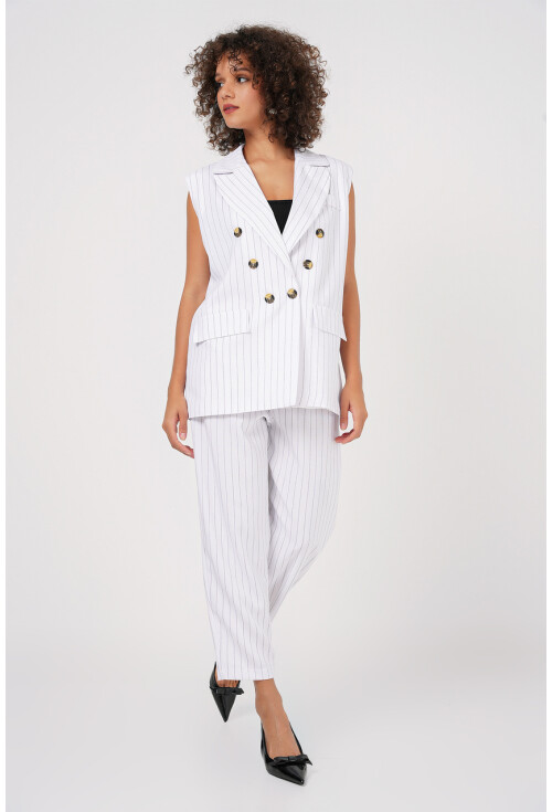 6675 Kruvaze Yelek Pantolon İkili Takım