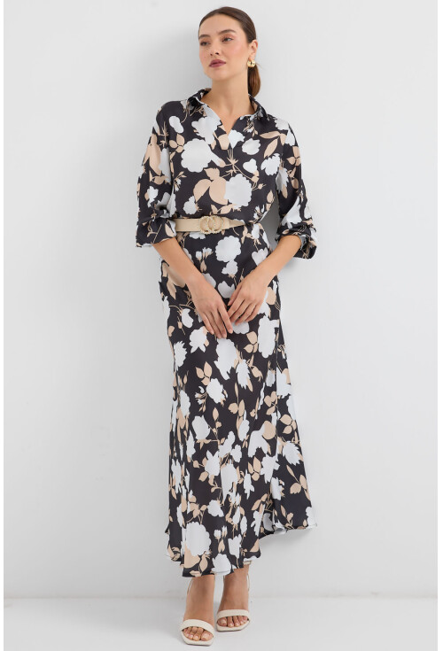 8018 Patterned Satin Two-Piece Set