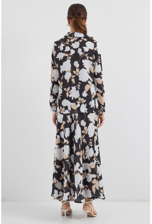 8018 Patterned Satin Two-Piece Set