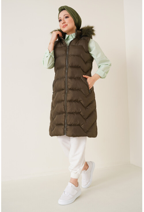 T10233 Hooded Long Hijab Vest