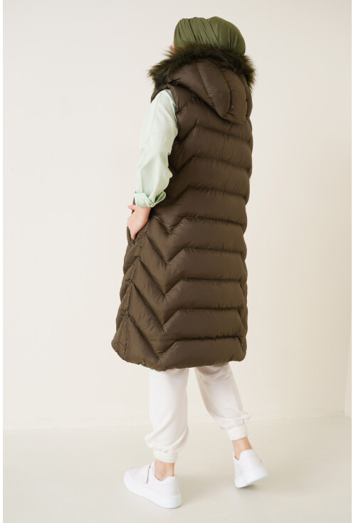 T10233 Hooded Long Hijab Vest