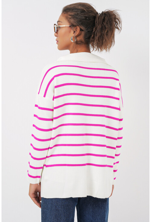 15778 Striped Oversized Knit Sweater