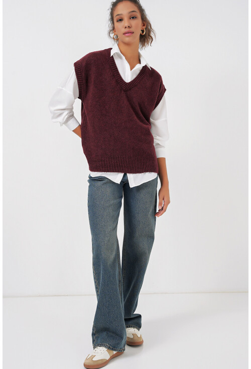 15914 V Yaka Triko Süveter