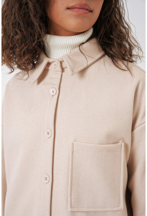 20273 Tek Cepli Düğmeli Kaşe Gömlek