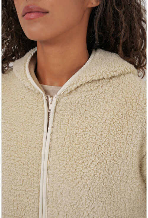 55456 Kadın Kapüşonlu Oversize Peluş Ceket