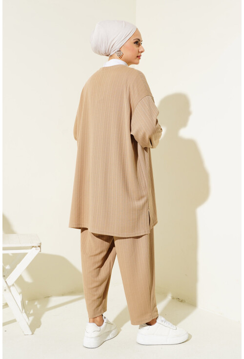 6681 Bisiklet Yaka Tunik Pantolon İkili Takım