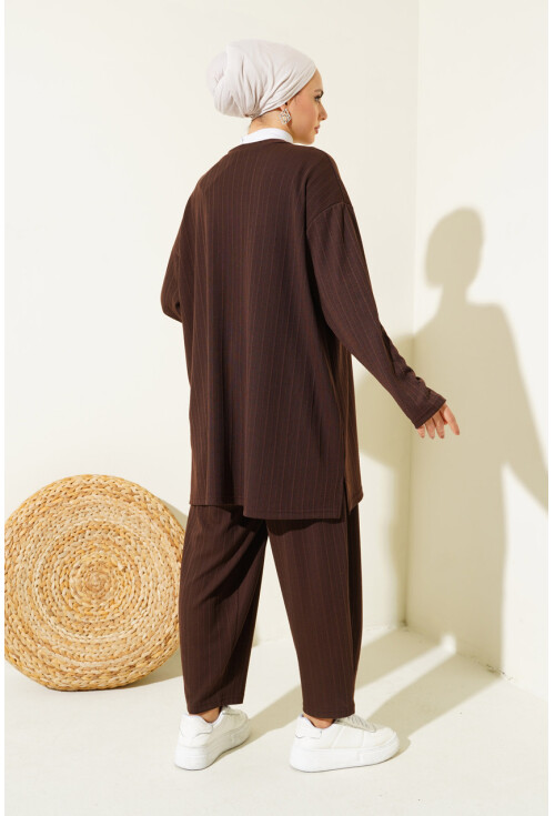 6681 Bisiklet Yaka Tunik Pantolon İkili Takım