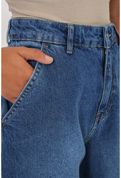 6688 Kadın Yüksek Bel Baggy Kot Pantolon