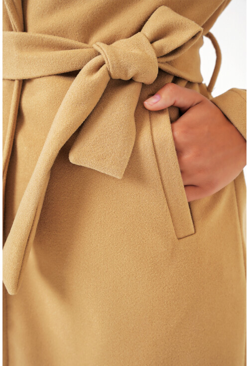 9118 Kruvaze Yaka Kaşe Kaban