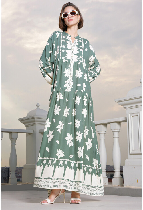 2423 Otantik Desenli Elbise