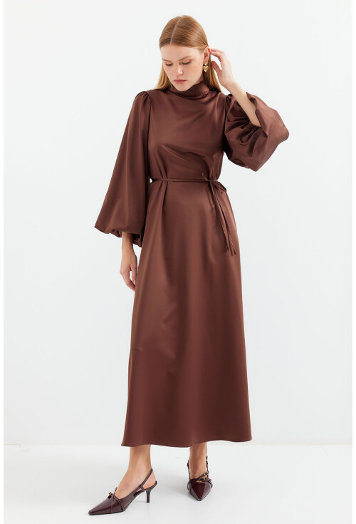 2510 Satin Hijab Evening Dress