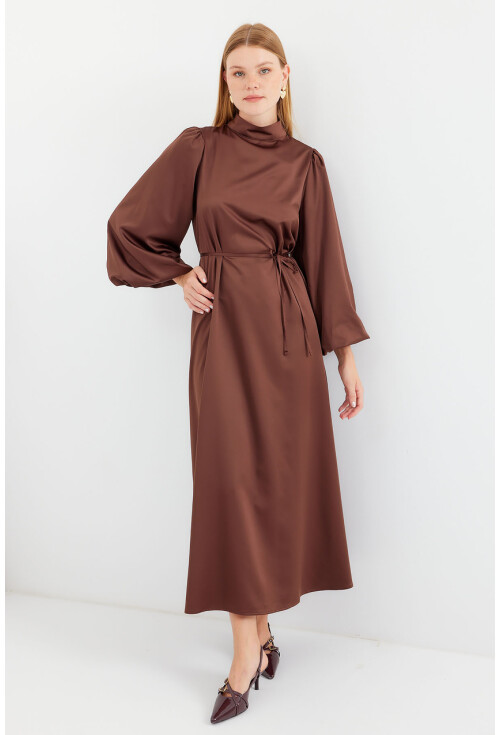 2510 Satin Hijab Evening Dress