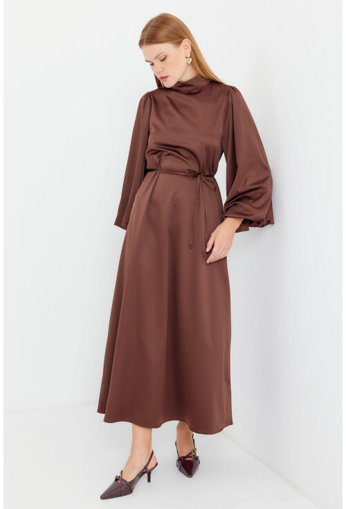 2510 Satin Hijab Evening Dress