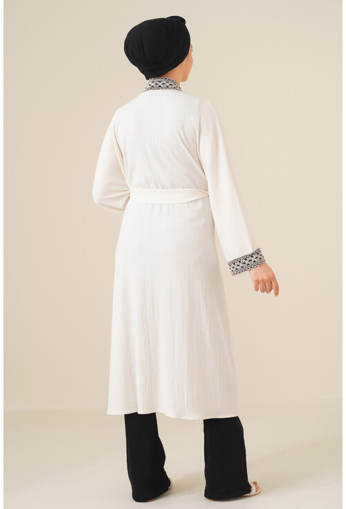 5865 Nakışlı Örme Uzun Kimono