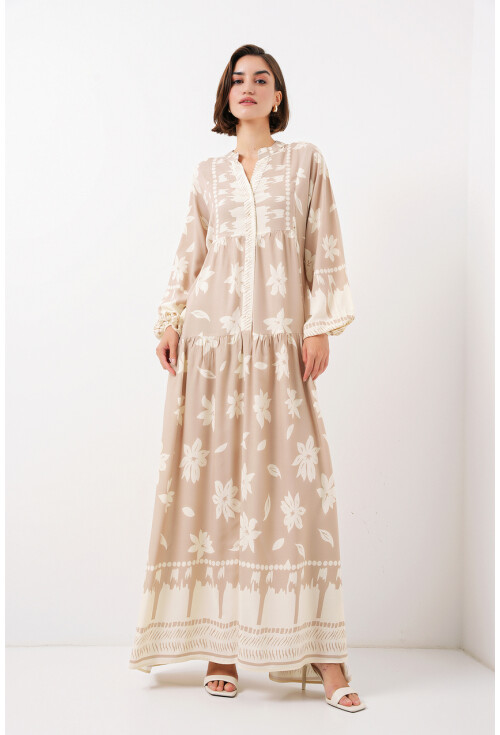 2423 Otantik Desenli Elbise