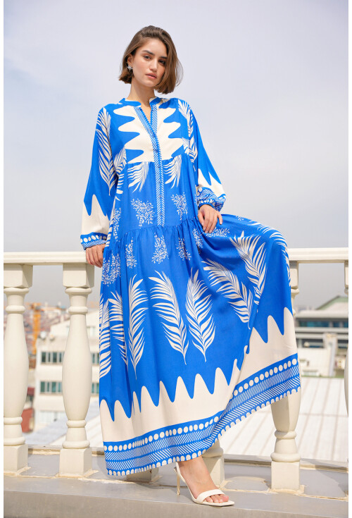 2423 Otantik Desenli Elbise