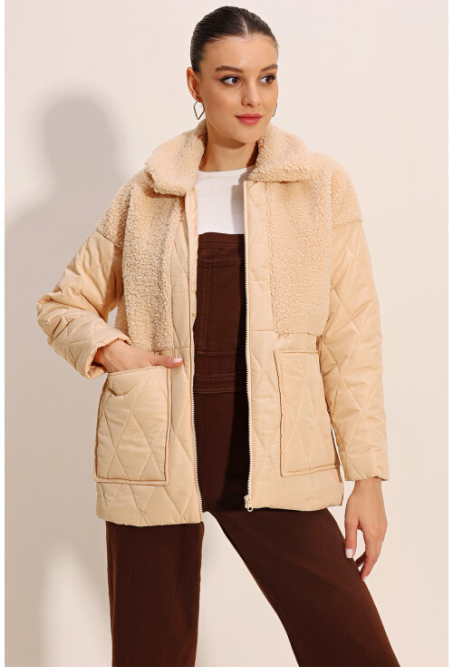 5182 Plush Detail Oversized Puffer Coat