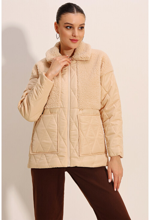 5182 Plush Detail Oversized Puffer Coat