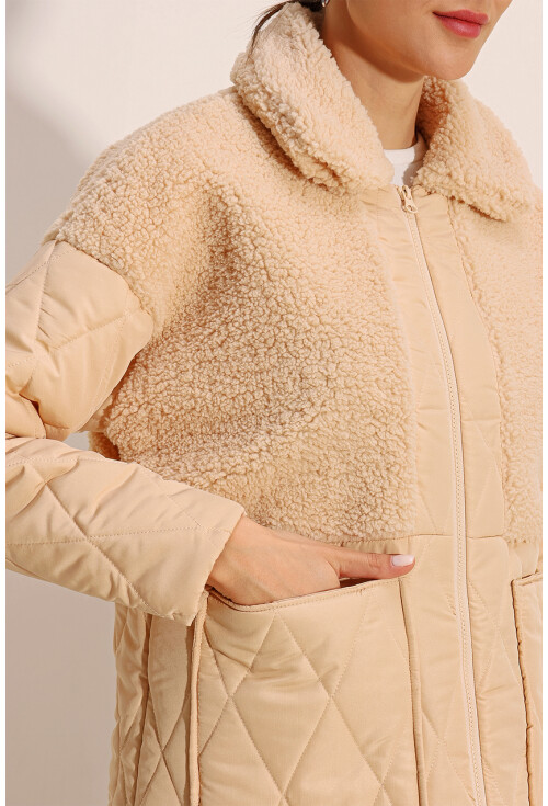 5182 Plush Detail Oversized Puffer Coat