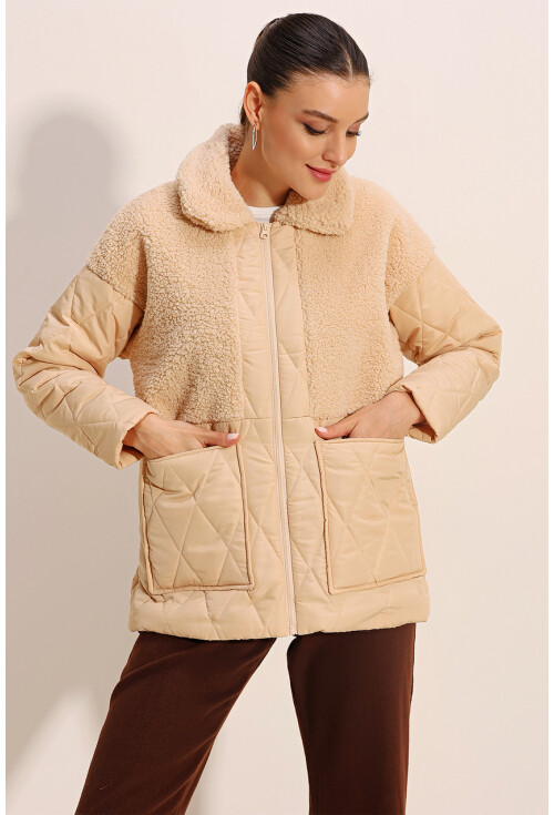 5182 Plush Detail Oversized Puffer Coat