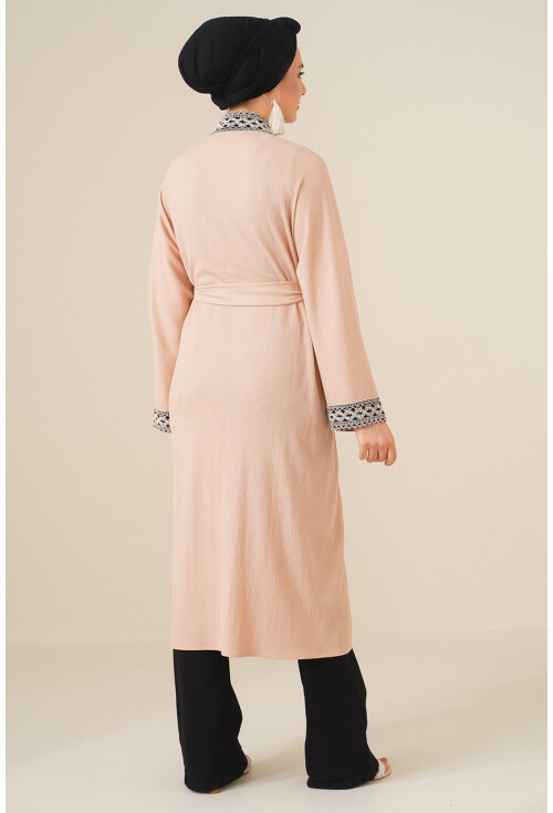 5865 Nakışlı Örme Uzun Kimono
