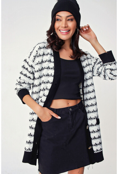 10298 Tüvil Görünümlü Triko Hırka