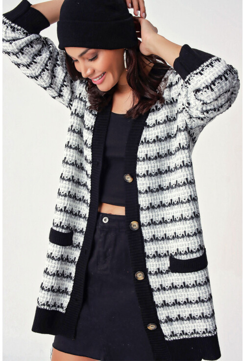 10298 Tüvil Görünümlü Triko Hırka