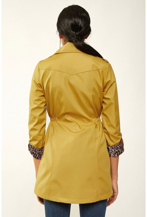 10322 Beli Büzgülü Trençkot