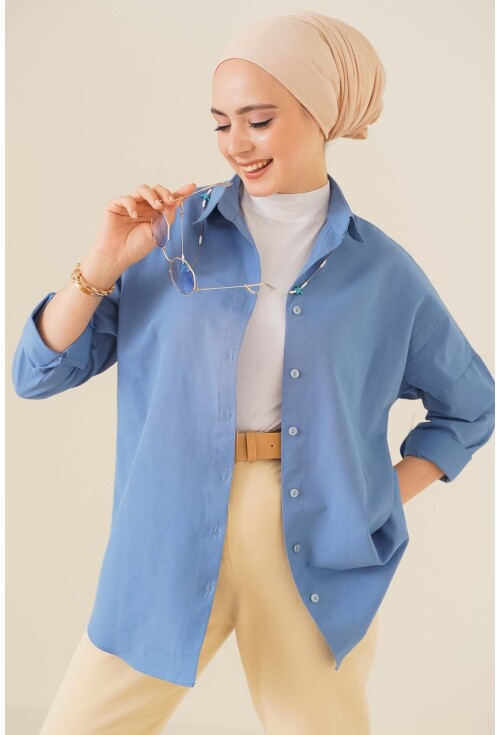 103901 Oversize Basic Tesettür Gömlek