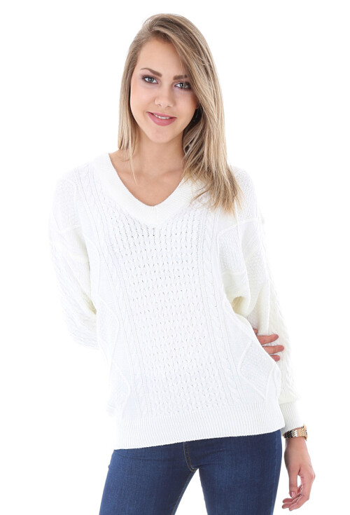 15582 Desenli V Yaka Triko Kazak