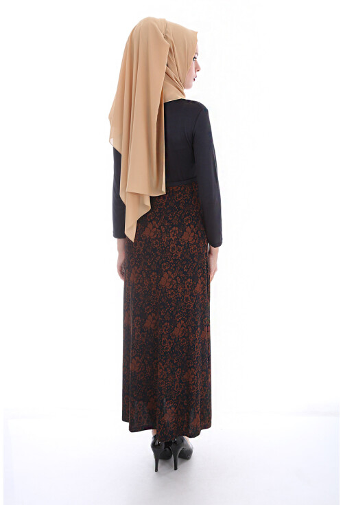 1567 Beli Kuşaklı Bisiklet Yaka Tesettür Elbise