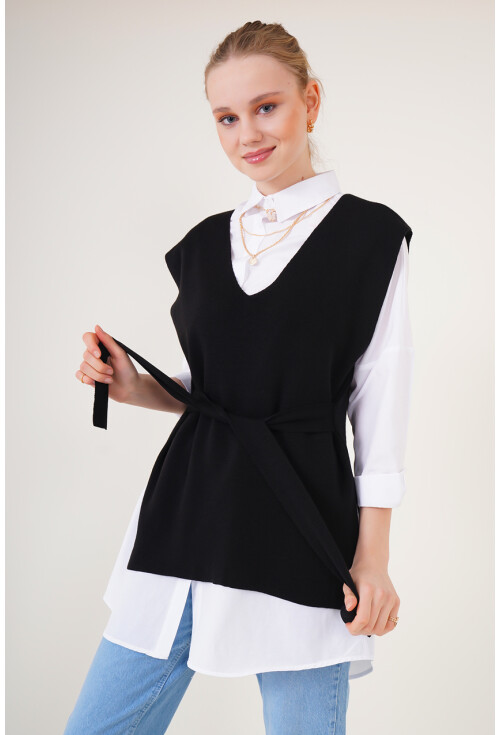15760 Knit Vest With Belt