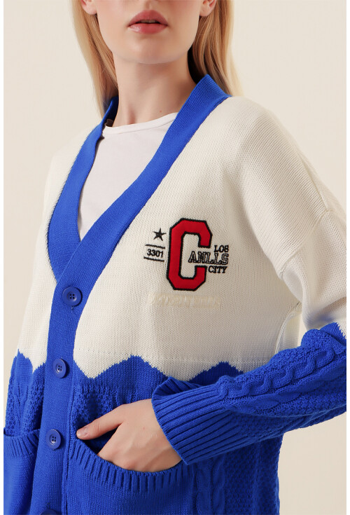 15788 Oversize Nakışlı Hırka